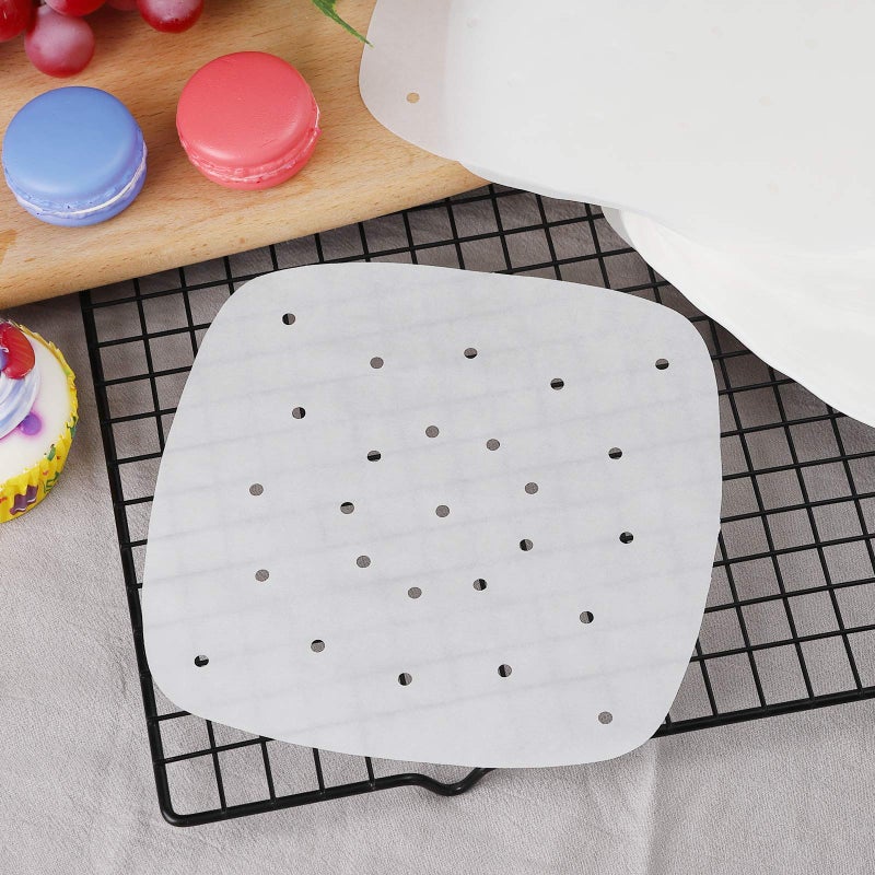 Secfanya Air Fryer Disposable Paper Liners,Set of 100ï¼Œ8.5 inch Square Air Fryer Paper,Premium Perforated Parchment Steaming Papers,Non-stick Steamer Mat,Baking,Cooking,Steaming - Image 5